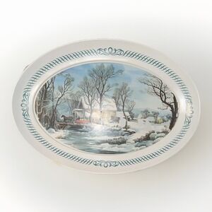 Brookpark Melamine Thanksgiving Cottage Turkey Serving Platter Oval 21" x 15"